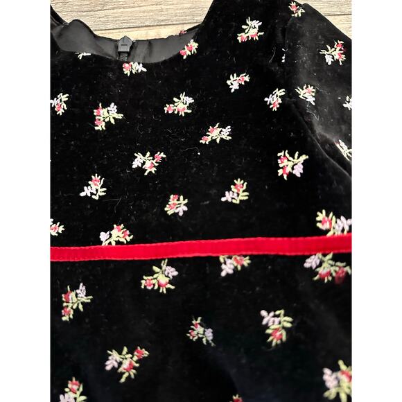 The Children’s Place Girls' Black embroidered Velvet holiday Dress Size 18M - Picture 5 of 8